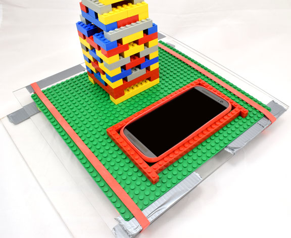 testing lego skyscraper with a shake table
